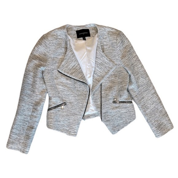 Banana Republic Factory Women's Moto Jacket Tweed Blazer White Black, 2P RN54023 - Picture 1 of 11